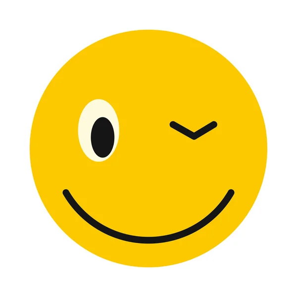 Winking smiley icoon, vlakke stijl — Stockvector