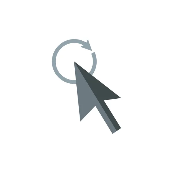 Grauer Cursor klickt auf Update-Symbol, flacher Stil — Stockvektor