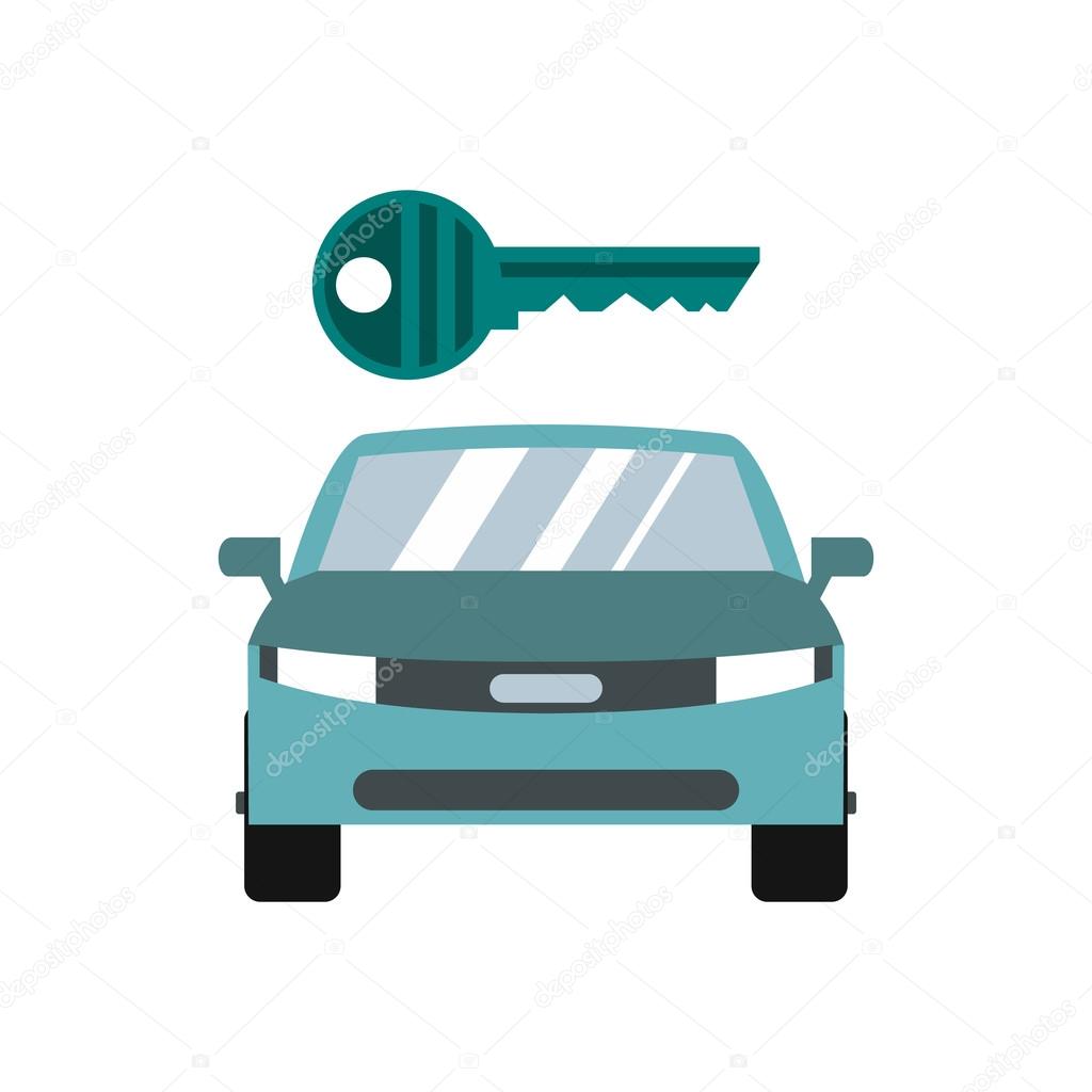 Car key icon in flat style isolated on white background