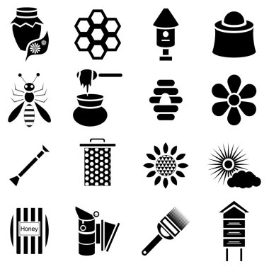 Apiary icons set, simple style clipart