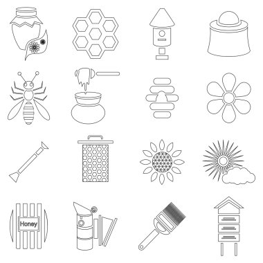 Arı kovanı Icons set, anahat stili