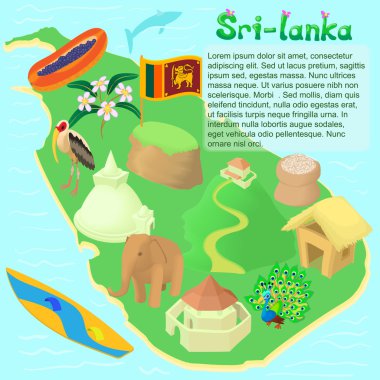 Sri lanka Haritası, karikatür tarzı