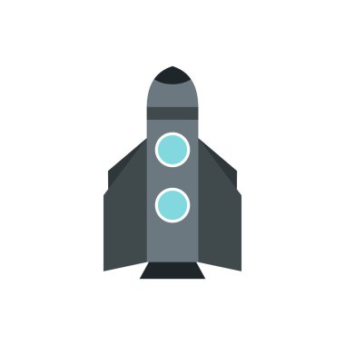 Düz stil simgesinde gri roket