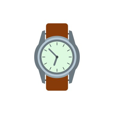 Kahverengi deri kayış simgesi ile kol saati