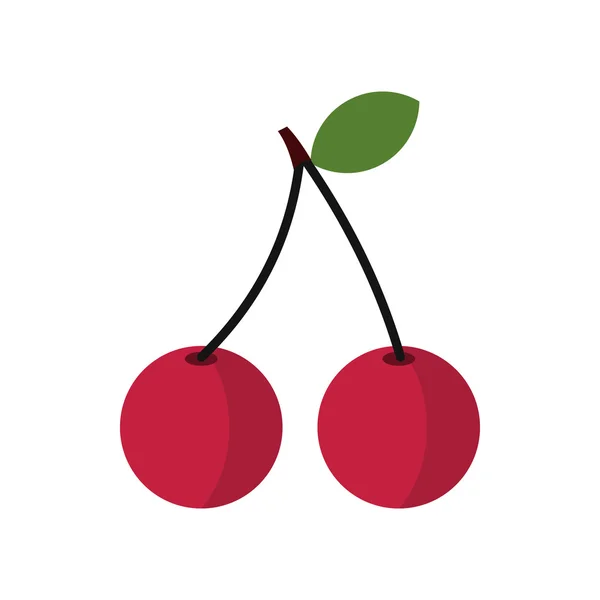 Icono de dos bayas de cereza, estilo plano — Vector de stock