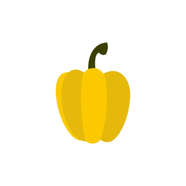 Gele peper pictogram, vlakke stijl — Stockvector