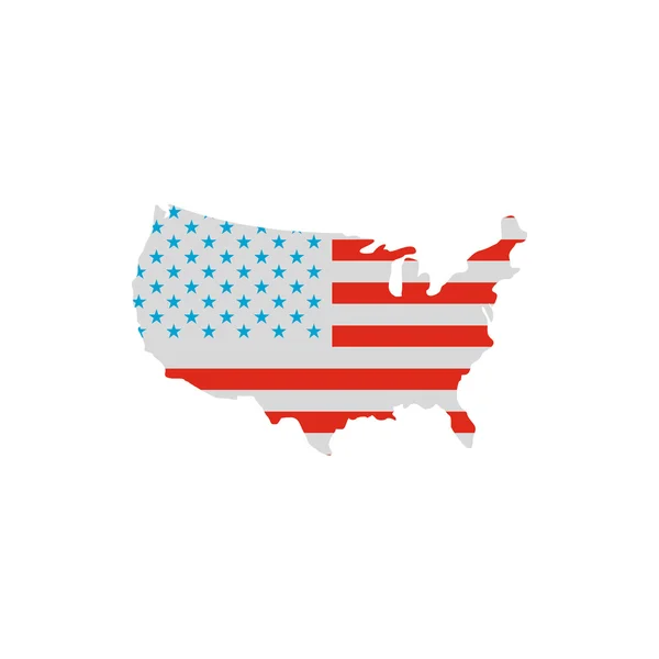 Mapa de EE.UU. en el icono de colores de la bandera americana, estilo plano — Vector de stock