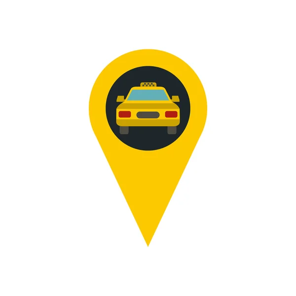 Mapa puntero Gps con icono de taxi de coche, estilo plano — Archivo Imágenes Vectoriales