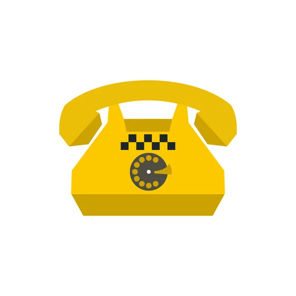 Yellow retro taxi phone icon, flat style — Stock Vector