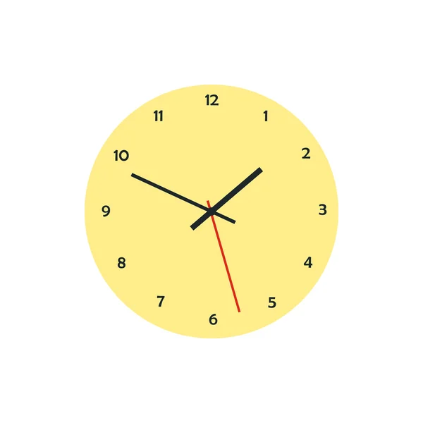 Reloj analógico redondo icono de la cara en estilo plano — Vector de stock