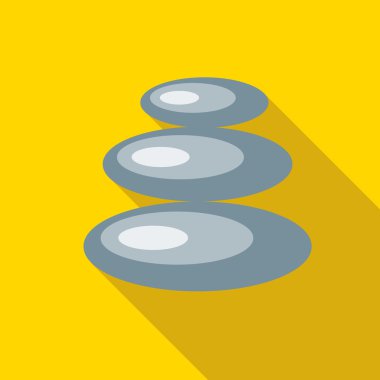 Spa taşlar için yordam simgesi, düz stil sakin ol.