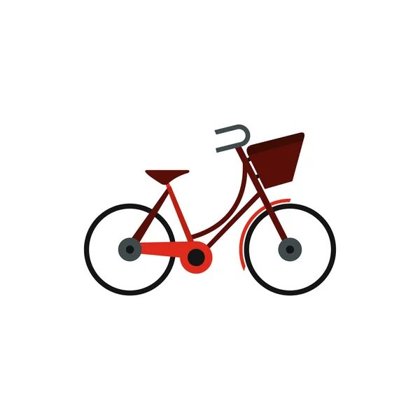 Bike with front bag icon, flat style — Stock Vector