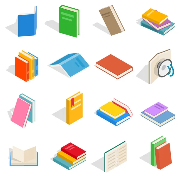 Conjunto de iconos de libro, estilo isométrico 3d — Vector de stock