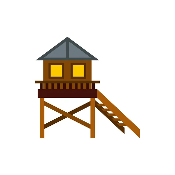 Icono de casa de madera con zancos, estilo plano — Archivo Imágenes Vectoriales