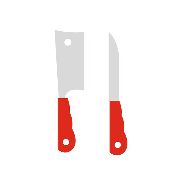 Couteaux de cuisine icône, style plat — Image vectorielle