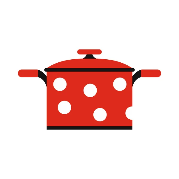 Pot with polka dots icon, flat style — Stock Vector