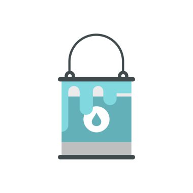 Mavi boya simgesi, düz stil kova