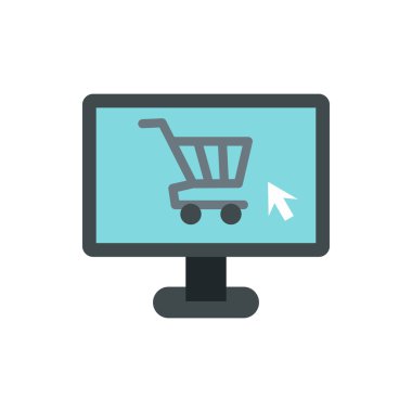 Alışveriş sepeti simgesini bilgisayar monitörü