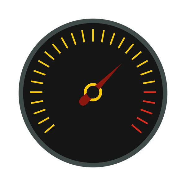 Black speedometer icon, flat style — Stock Vector