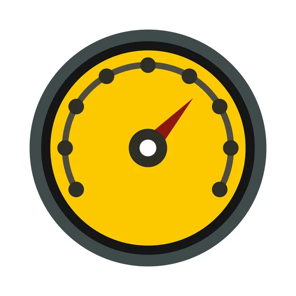 Ícone de velocímetro amarelo, estilo plano — Vetor de Stock