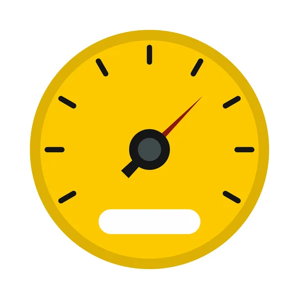 Yellow speedometer icon, flat style — Stock Vector