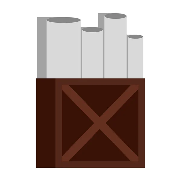 Rolos de papel branco em caixa de madeira ícone de estilo plano — Vetor de Stock
