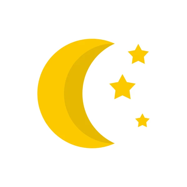 Moon and stars icon, flat style — Stock Vector