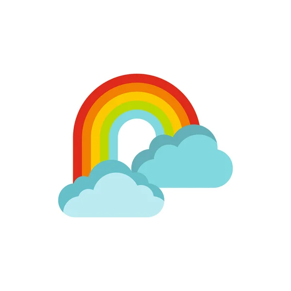 Icona arcobaleno in nuvole, stile piatto — Vettoriale Stock