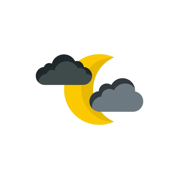 Icono de luna y nubes, estilo plano — Vector de stock