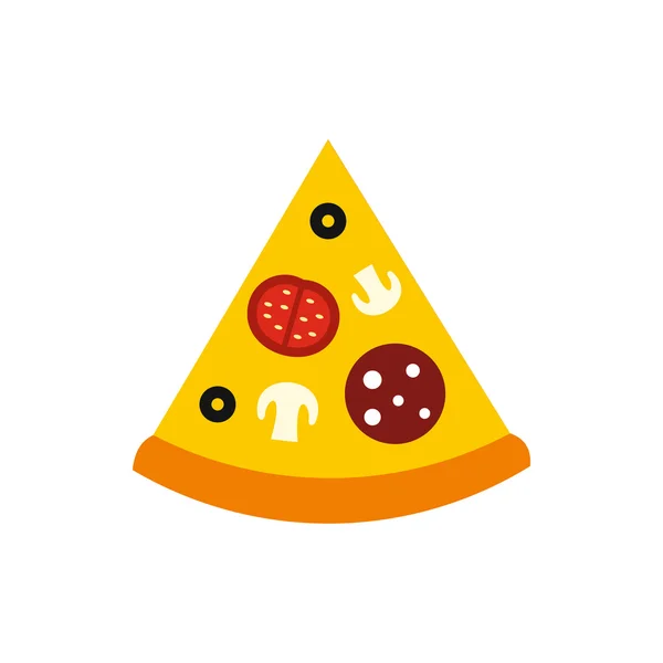 Plátek pizzy ikony v plochý — Stockový vektor