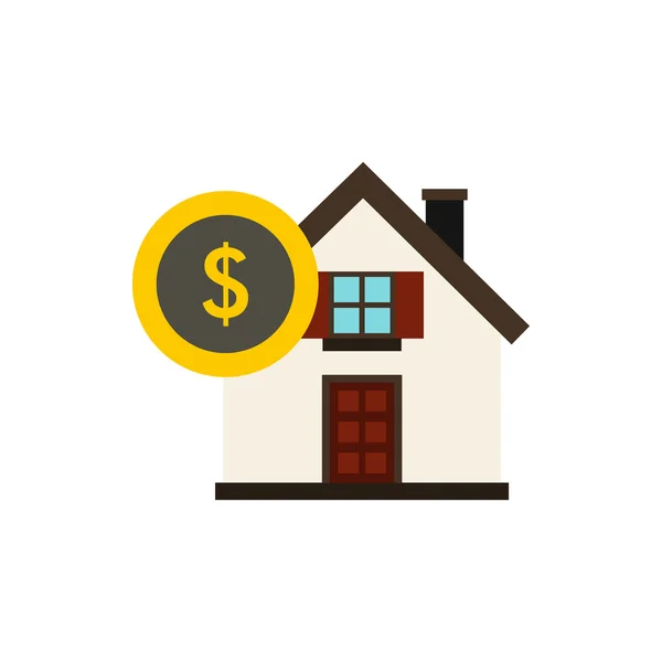 Dům a znak dolaru ikona, plochý — Stockový vektor