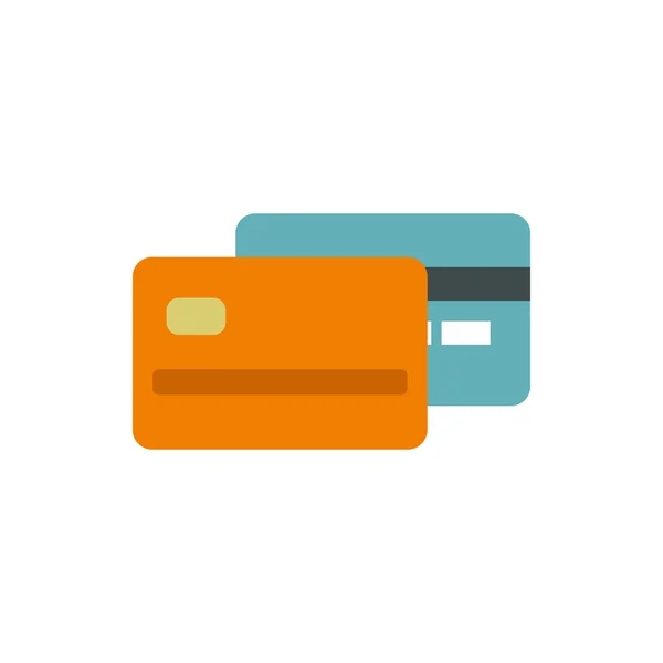 Modré a oranžové kreditní karty ikona, plochý — Stockový vektor