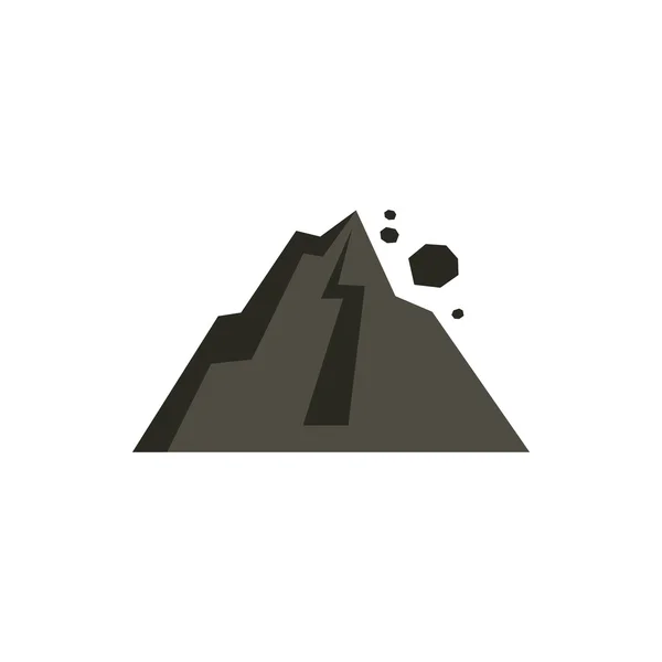 山のアイコン、フラット スタイルに落石 — ストックベクタ
