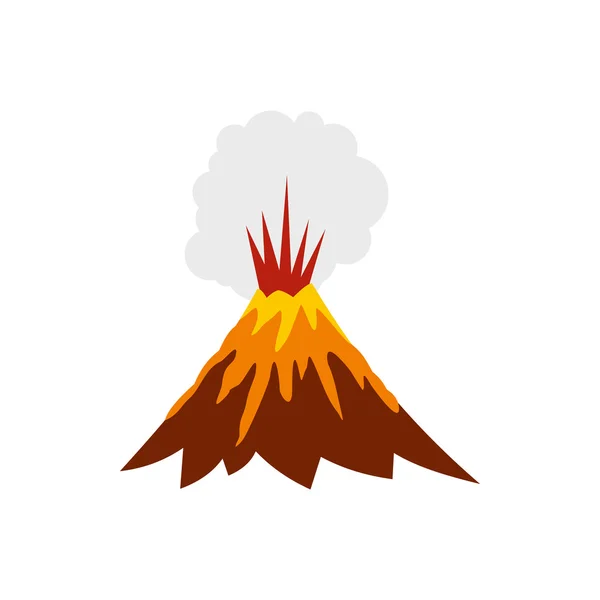 Éruption de l'icône du volcan, style plat — Image vectorielle