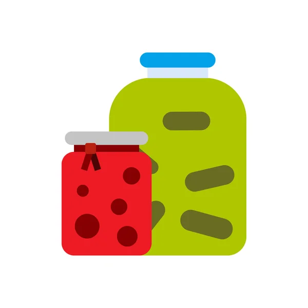 Jam jars icon, flat style — Stock Vector