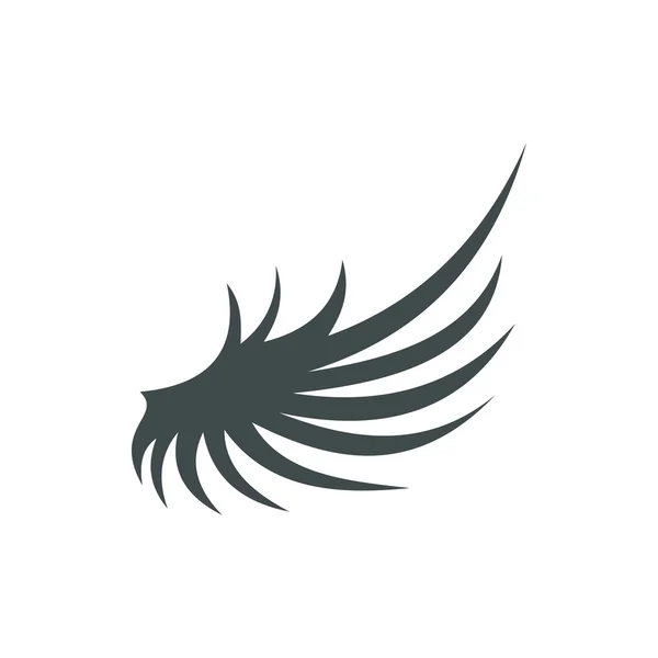Grijze vleugel pictogram, vlakke stijl — Stockvector