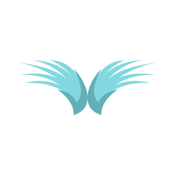 Dwa skrzydła niebieski ikona ptaki, płaski — Wektor stockowy