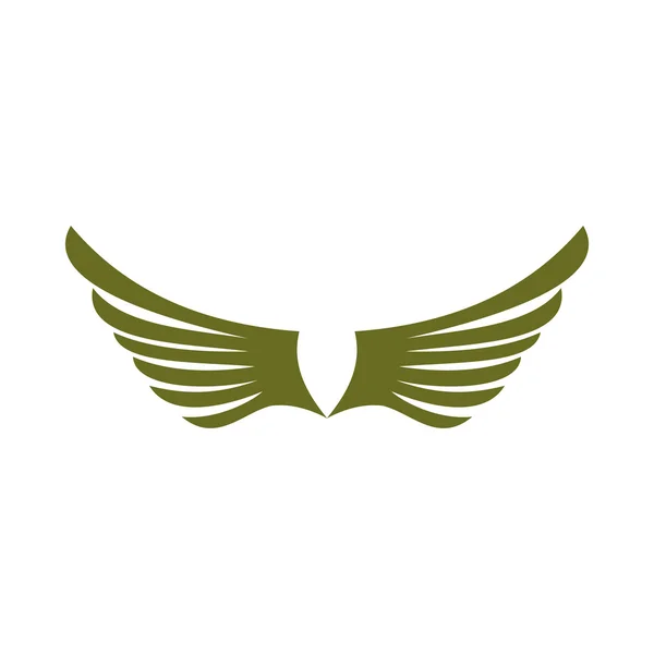 Два зелених крила птахів значок, плоский стиль — стоковий вектор