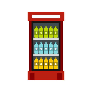 İçecekler simgesi, düz stil ile buzdolabı