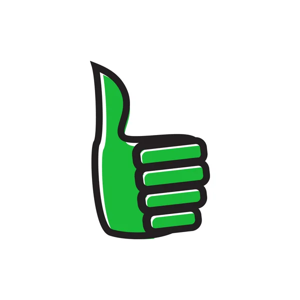 Hand met duim omhoog pictogram, vlakke stijl — Stockvector