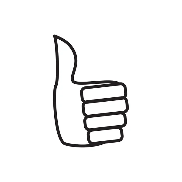 Tangan dengan ikon thumb up, gaya outline - Stok Vektor