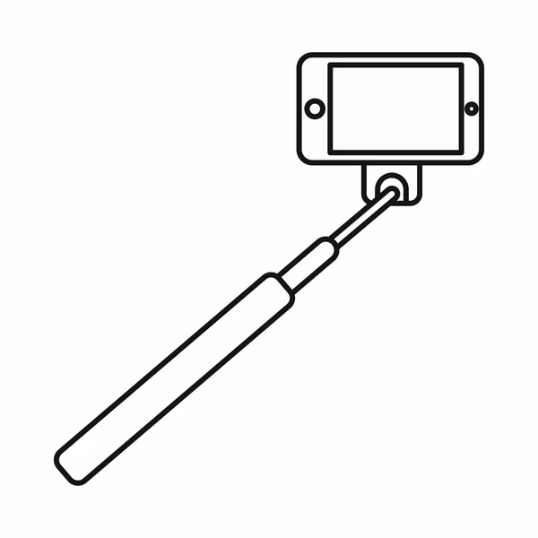 Selfie stick y el icono del teléfono inteligente, estilo de esquema — Vector de stock