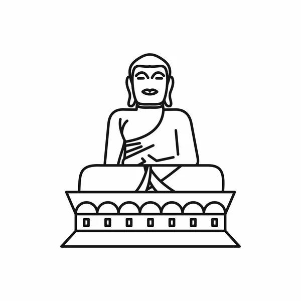 부처님 동상 아이콘, 윤곽선 스타일 — 스톡 벡터