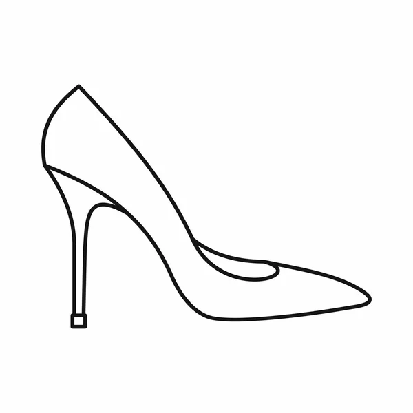 Zapato de mujer con icono de tacones altos, estilo de contorno — Vector de stock