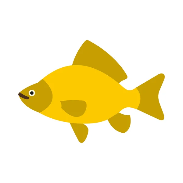 Gele vis pictogram, vlakke stijl — Stockvector