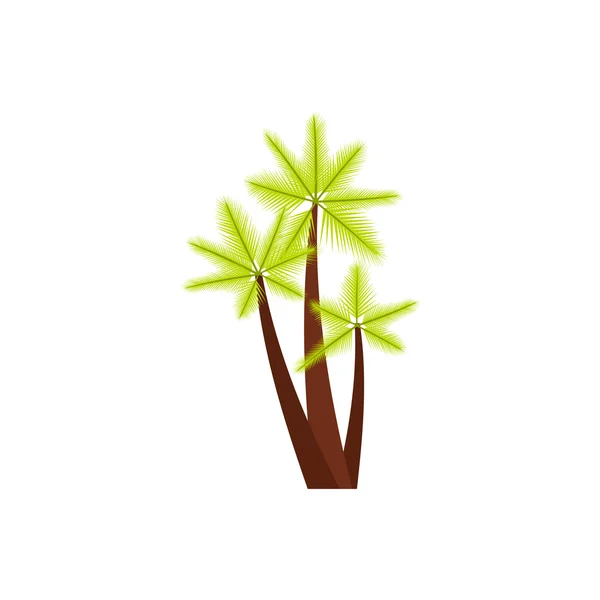 Tres palmeras tropicales icono, de estilo plano — Vector de stock