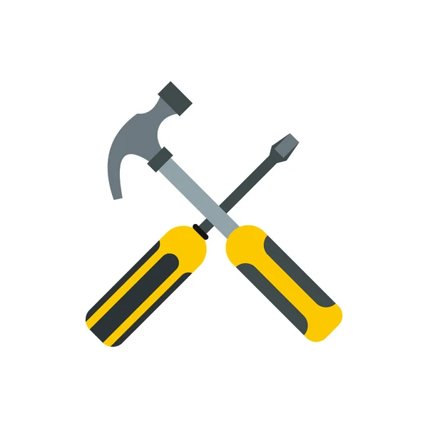 锤子和螺丝刀图标，平面样式 — 图库矢量图片