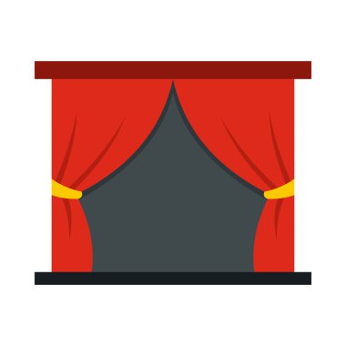 Kırmızı sahne perdeleri simgesi, düz stil