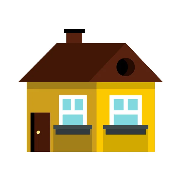 Small yellow cottage with brown roof icon — Stock Vector