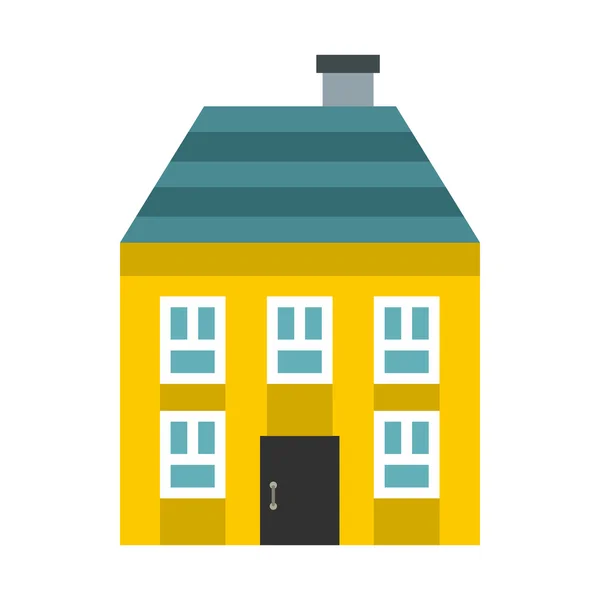 Yellow two storey house icon, flat style — Stock Vector